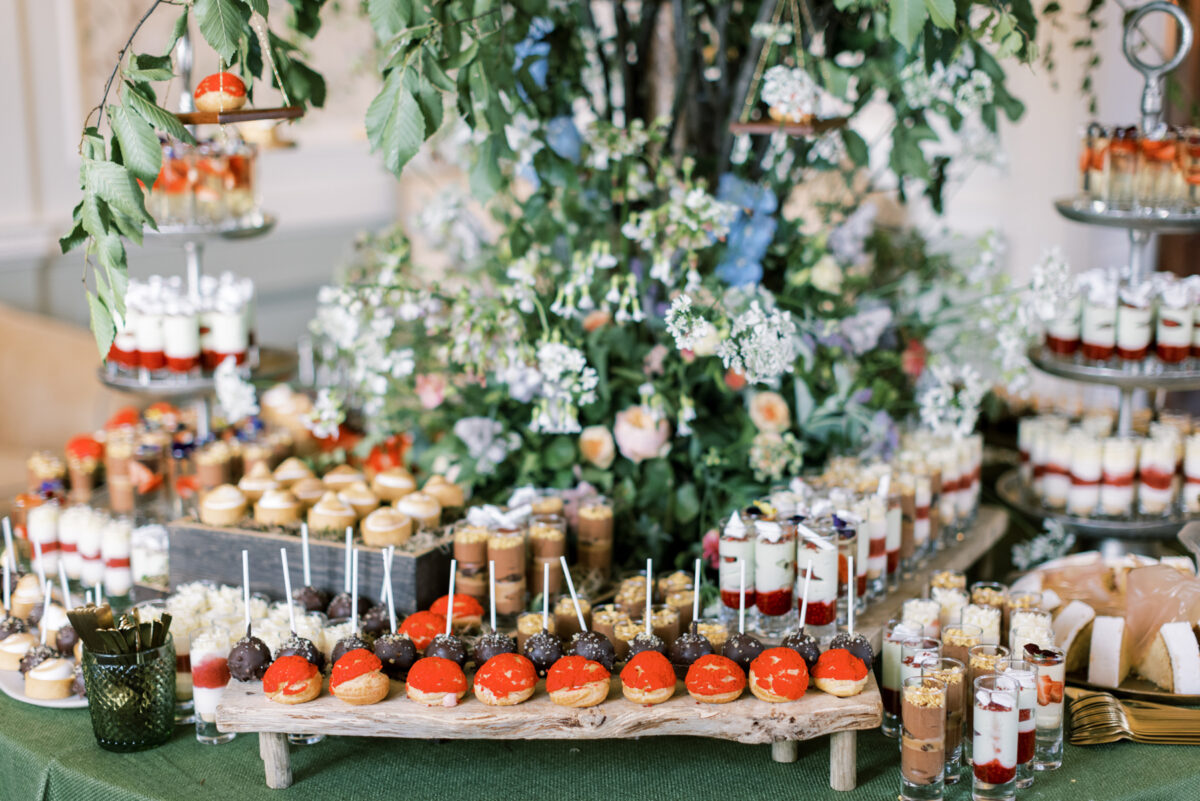 dessert table with array of desserts