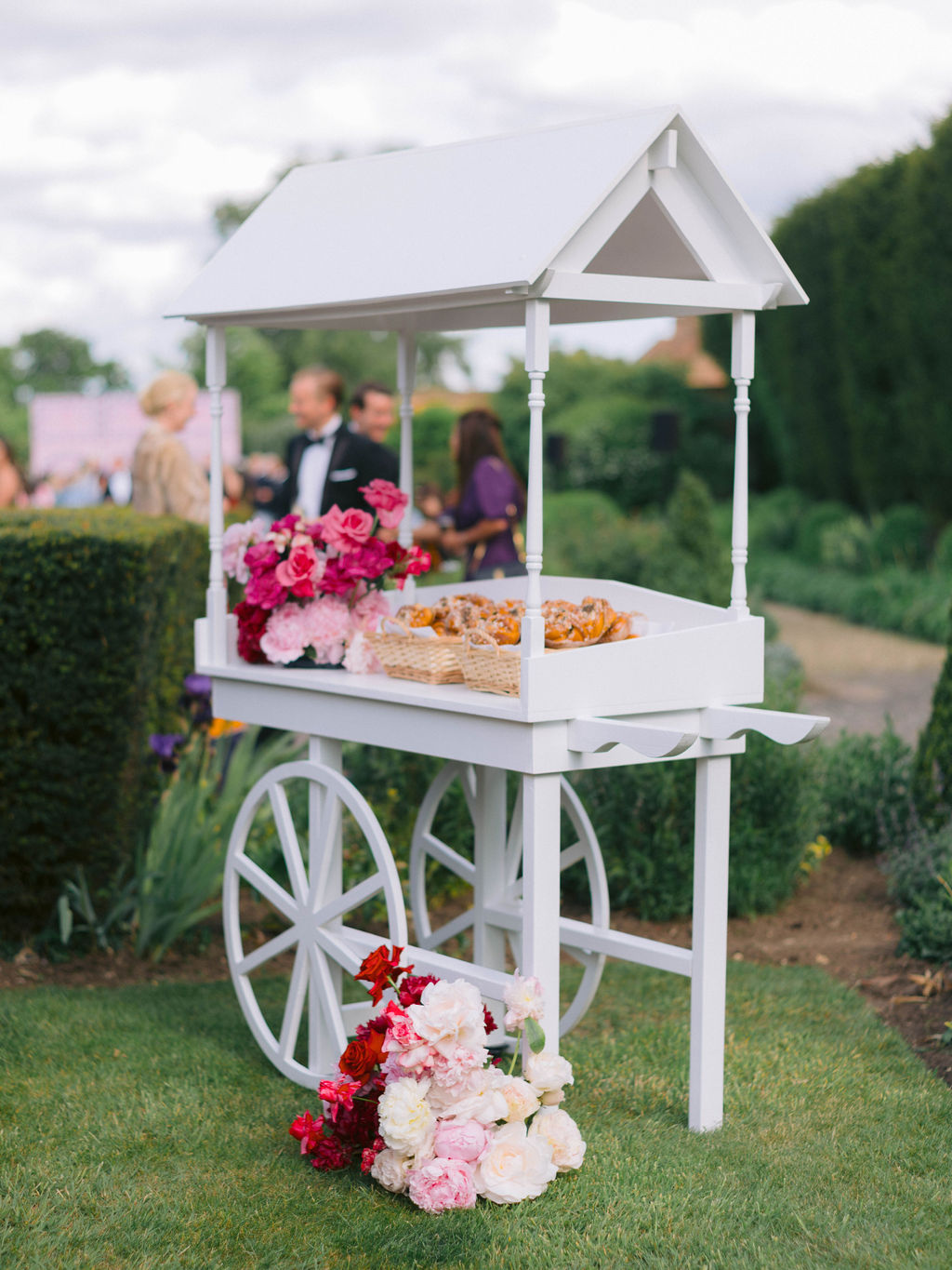 White cart with Swedish buns during drinks reception - Vogue wedding feature